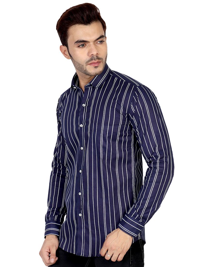 navy blue striped casual shirt - 16470624 - Zoom Image - 2