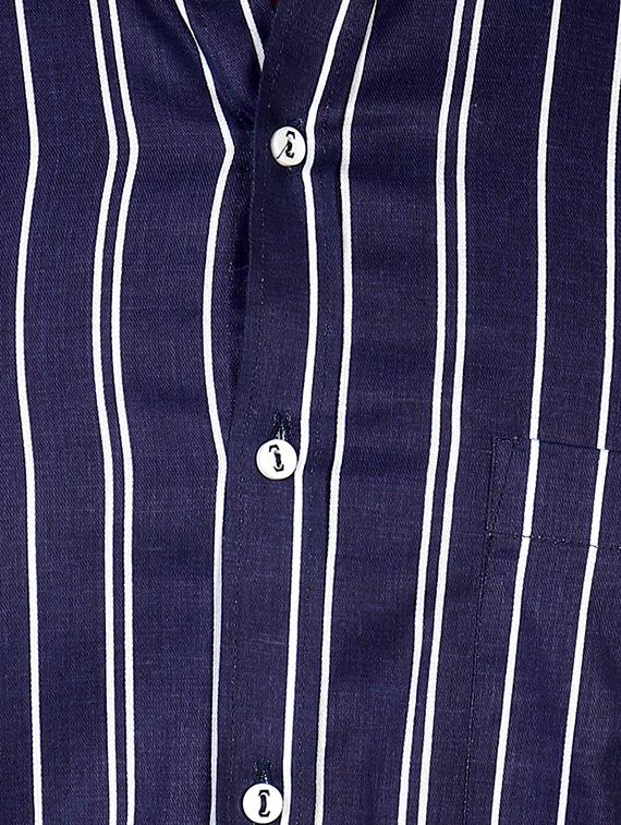 navy blue striped casual shirt - 16470624 - Zoom Image - 5