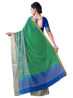 printed banarasi saree with blouse - 16471544 - Standard Image - 2
