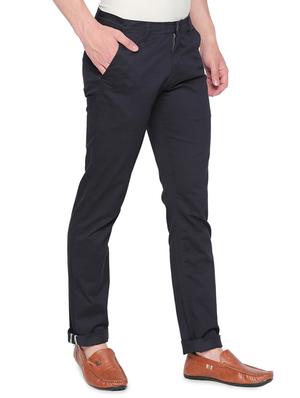 navy blue solid chinos - 16472366 - Standard Image - 2