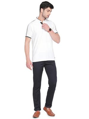 navy blue solid chinos - 16472366 - Standard Image - 5