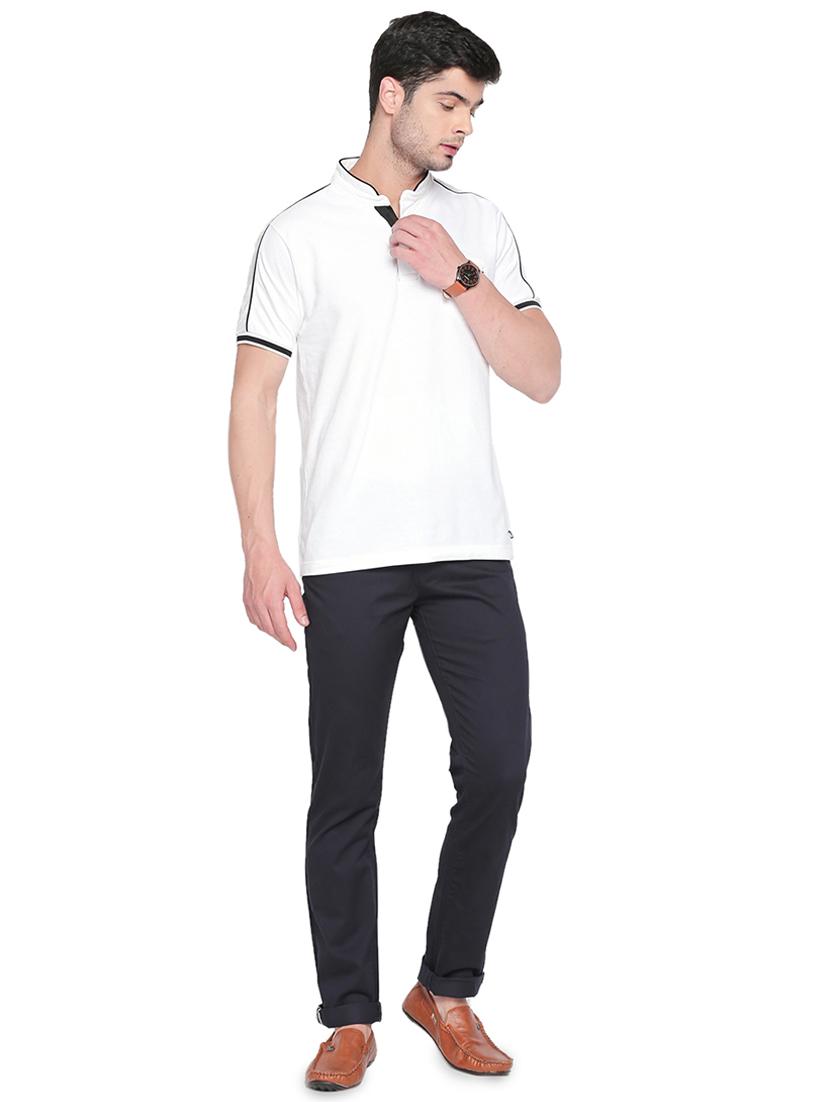 navy blue solid chinos - 16472366 - Zoom Image - 5