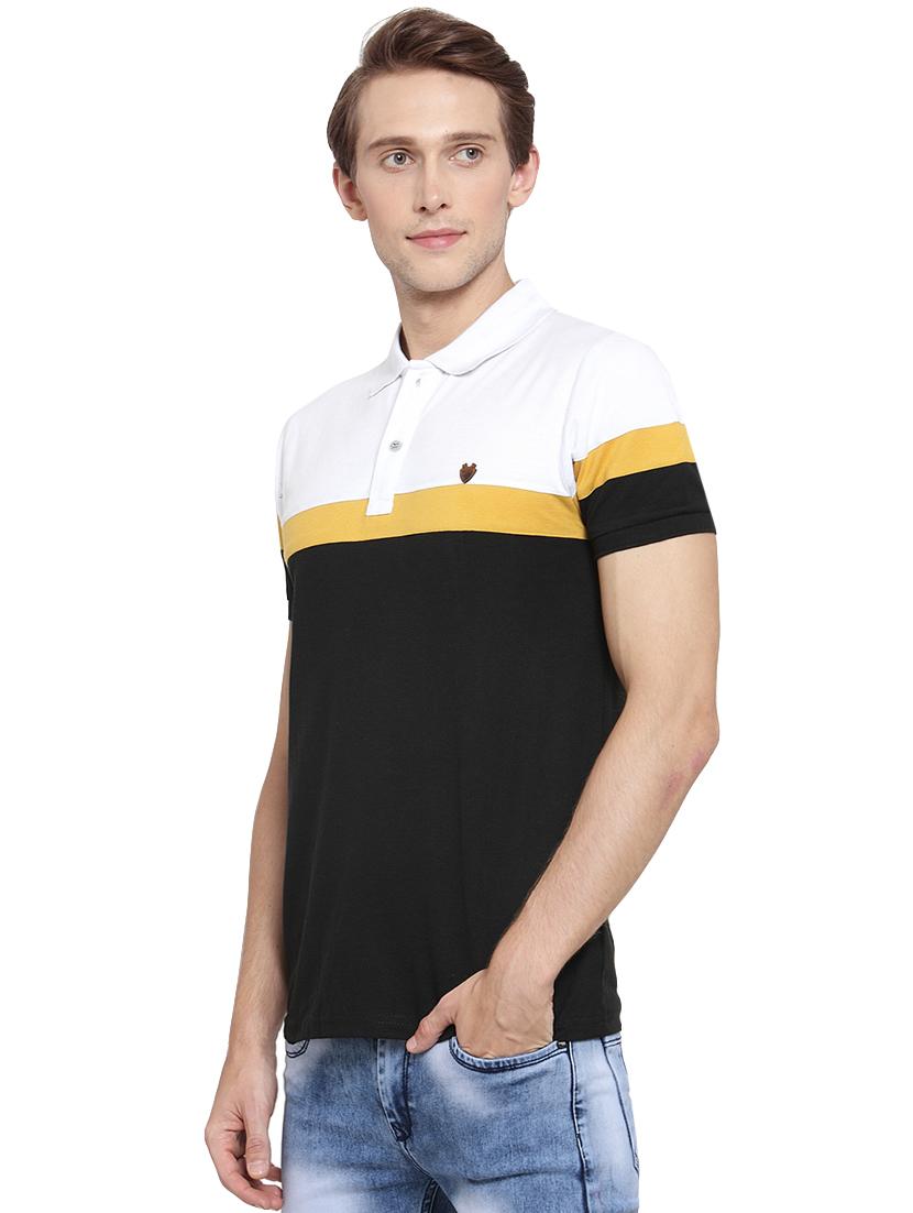 black color block polo t-shirt - 16472667 - Zoom Image - 2