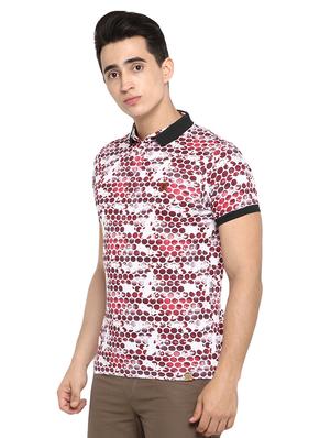 red printed collared t-shirt - 16472698 - Standard Image - 2
