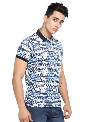 blue printed collared t-shirt - 16472699 - Standard Image - 2