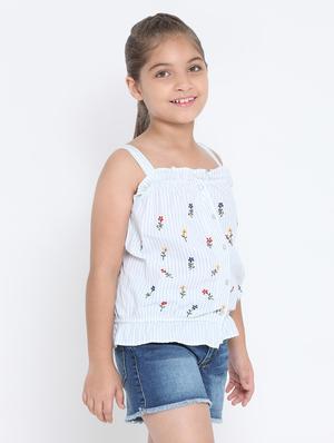 frill trim floral embroidered top - 16472928 - Standard Image - 2
