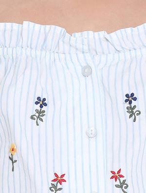 frill trim floral embroidered top - 16472928 - Standard Image - 5