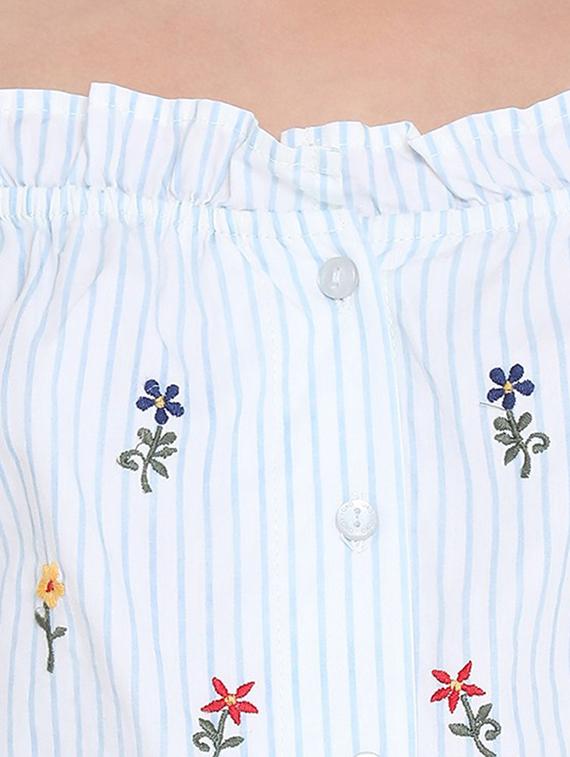 frill trim floral embroidered top - 16472928 - Zoom Image - 5
