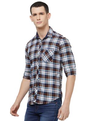 brown checkered casual shirt - 16473357 - Standard Image - 2