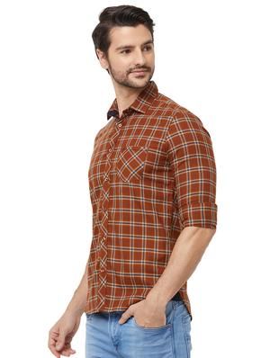 brown checkered casual shirt - 16473363 - Standard Image - 2