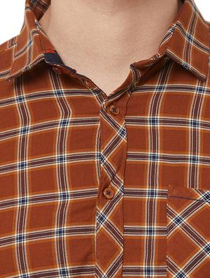 brown checkered casual shirt - 16473363 - Standard Image - 5