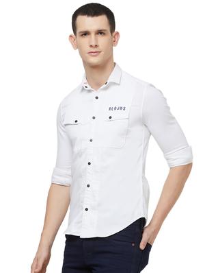 white solid casual shirt - 16473577 - Standard Image - 2