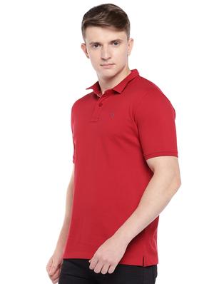red solid collared t-shirt - 16473643 - Standard Image - 2