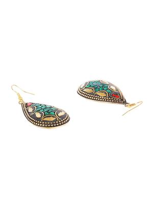 green metal drop earring - 16474339 - Standard Image - 2