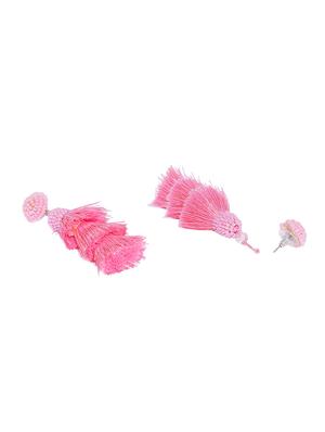 pink cotton drop earring - 16474340 - Standard Image - 2