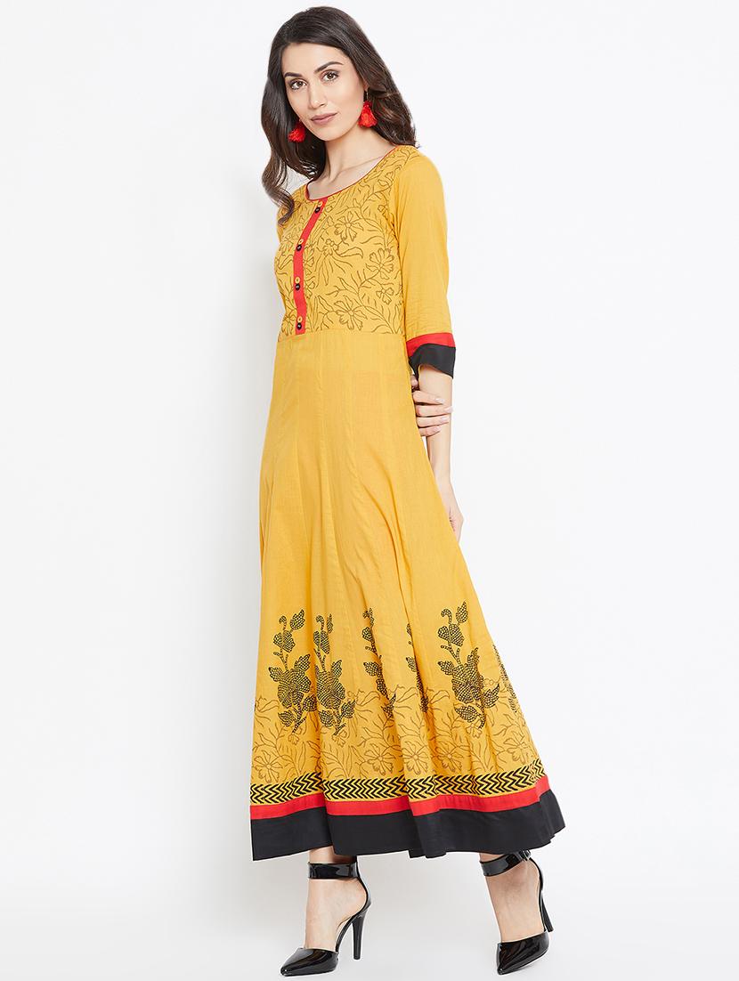 block printed anarkali kurta - 16475857 - Zoom Image - 2