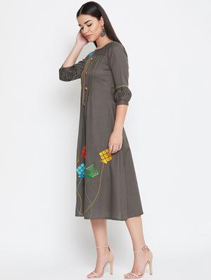 embroidered a-line dress - 16475865 - Standard Image - 2