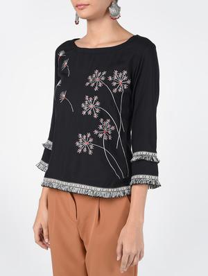 lace detail printed top - 16476115 - Standard Image - 5