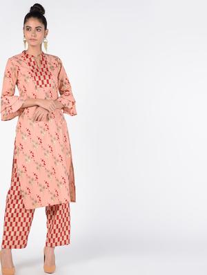 gold print kurta palazzo set - 16476142 - Standard Image - 2