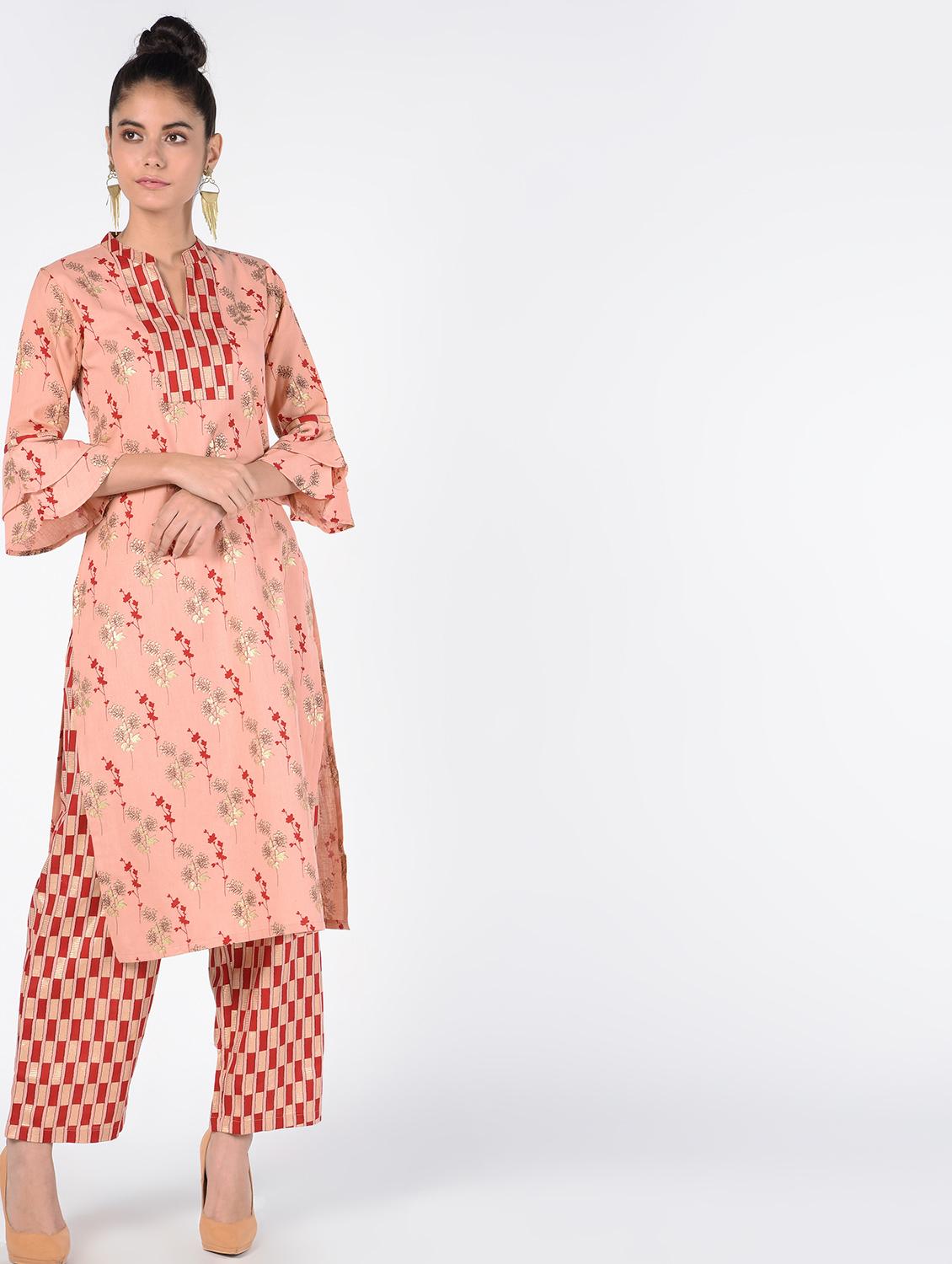 gold print kurta palazzo set - 16476142 - Zoom Image - 2
