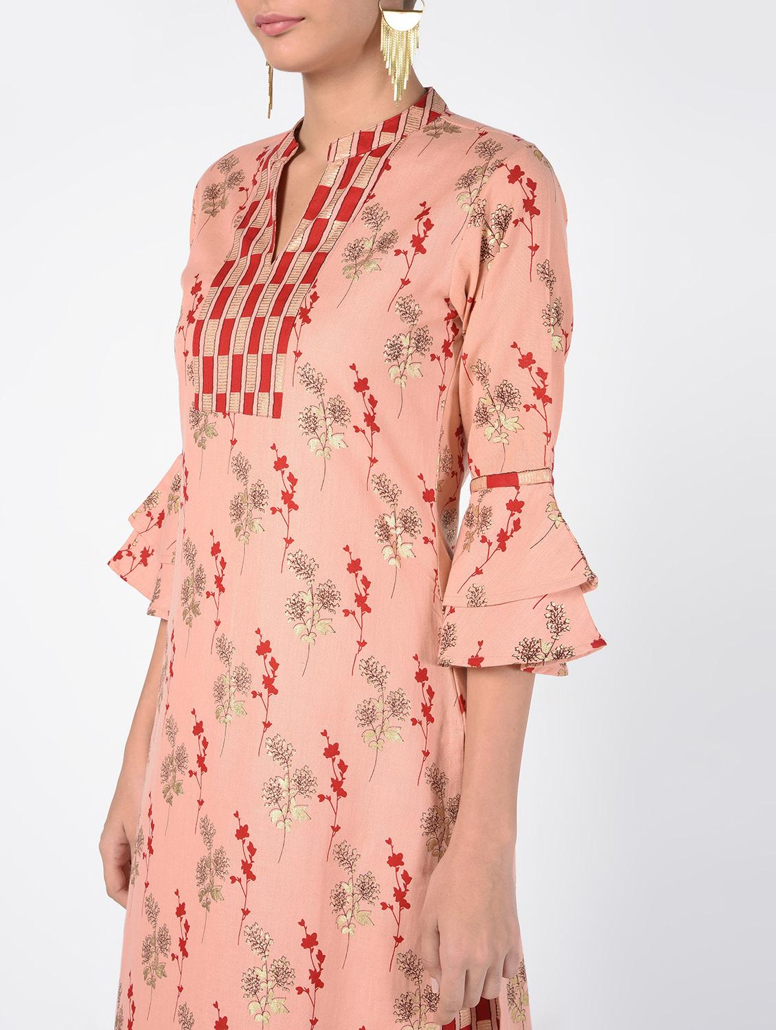 gold print kurta palazzo set - 16476142 - Zoom Image - 5