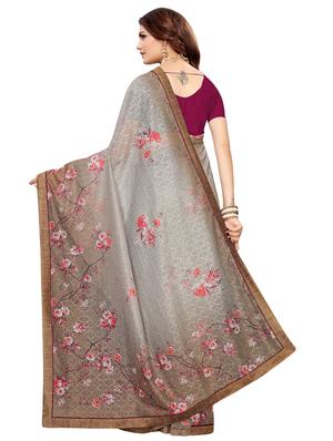 floral printed saree with blouse - 16476582 - Standard Image - 2