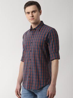 navy blue checkered casual shirt - 16479121 - Standard Image - 2