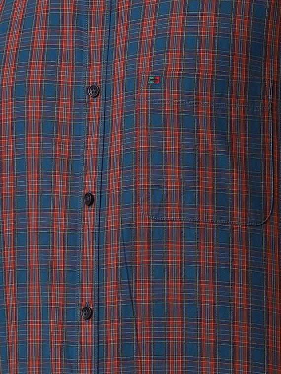 navy blue checkered casual shirt - 16479121 - Zoom Image - 5