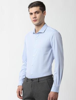 blue self design formal shirt - 16479175 - Standard Image - 2