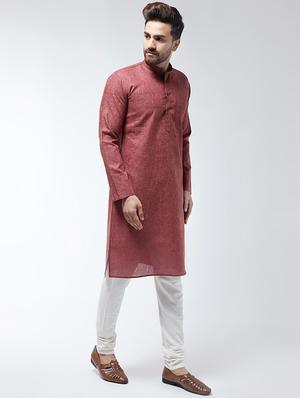 maroon solid kurta pyjama set - 16480007 - Standard Image - 2