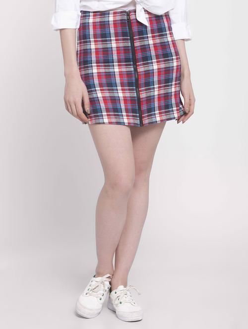 zipper detail plaid skirt - 16482546 - Standard Image - 1