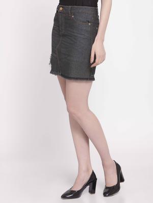 frayed hem pocket detail denim skirt - 16482548 - Standard Image - 2