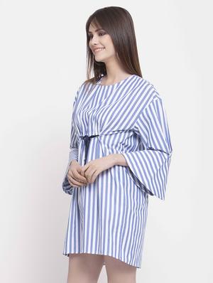 drawstring striped a-line dress - 16482554 - Standard Image - 2
