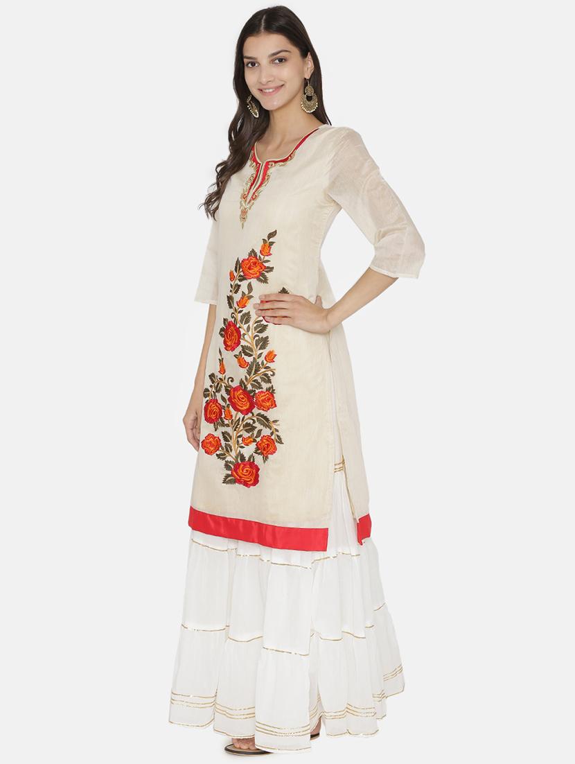 embroidered straight kurta - 16482676 - Zoom Image - 2