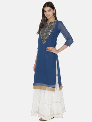 embroidered straight kurta - 16482683 - Standard Image - 2