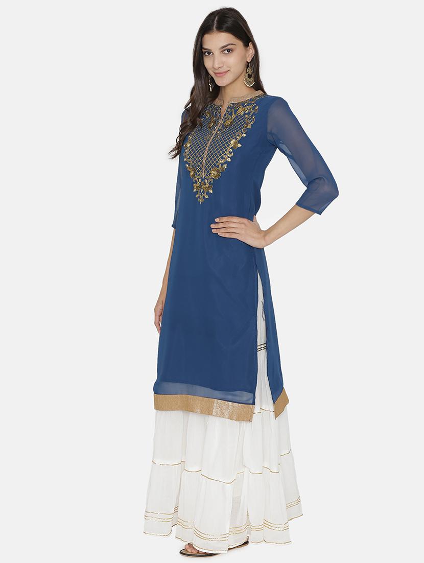 embroidered straight kurta - 16482683 - Zoom Image - 2