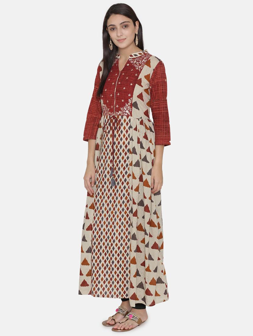 geometric print a-line kurta - 16482697 - Zoom Image - 2