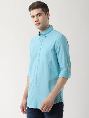 blue solid casual shirt - 16482877 - Standard Image - 2