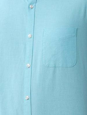 blue solid casual shirt - 16482877 - Standard Image - 5
