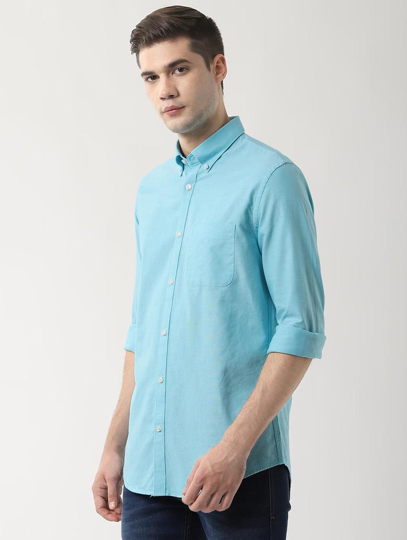 blue solid casual shirt - 16482877 - Zoom Image - 2
