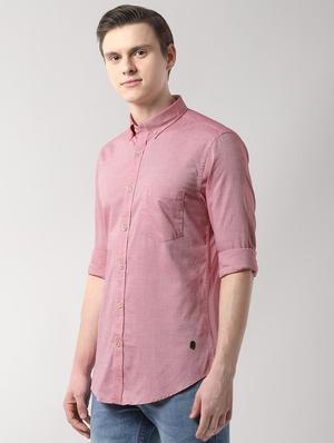 pink solid casual shirt - 16482883 - Standard Image - 2