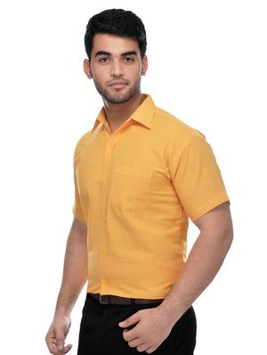 yellow khadi solid formal shirt - 16483173 - Standard Image - 2