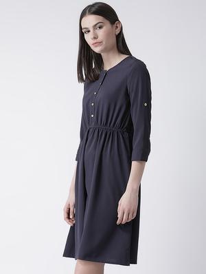 button detail blouson a-line dress - 16483241 - Standard Image - 2