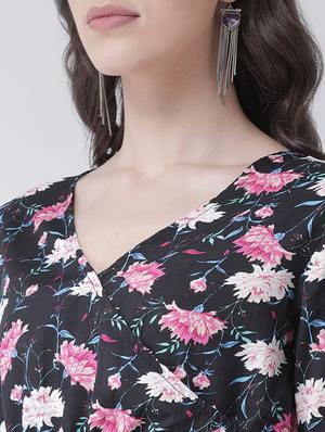 tie knot detail floral blouson dress - 16483249 - Standard Image - 5