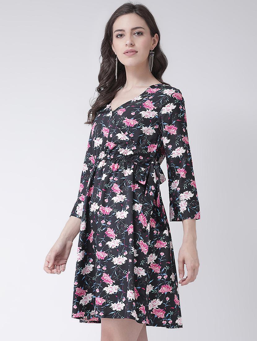 tie knot detail floral blouson dress - 16483249 - Zoom Image - 2