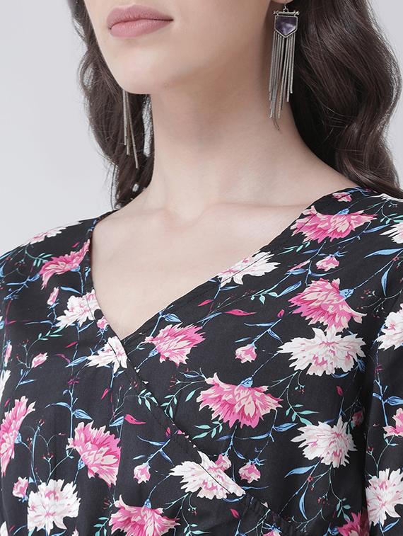 tie knot detail floral blouson dress - 16483249 - Zoom Image - 5