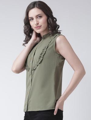 frill detail solid shirt - 16483264 - Standard Image - 2