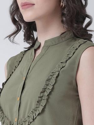 frill detail solid shirt - 16483264 - Standard Image - 5