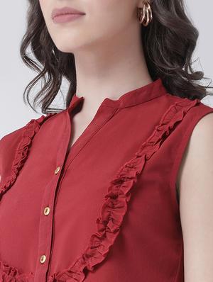 frill detail solid shirt - 16483266 - Standard Image - 5