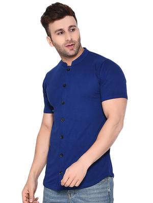 blue solid casual shirt - 16483438 - Standard Image - 2